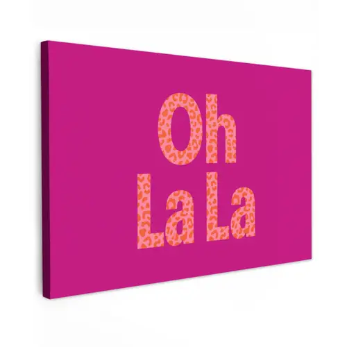 Oh la la - Luipaardprint - Roze Tuinposter op houten frame 2 cm dik klein -3d
