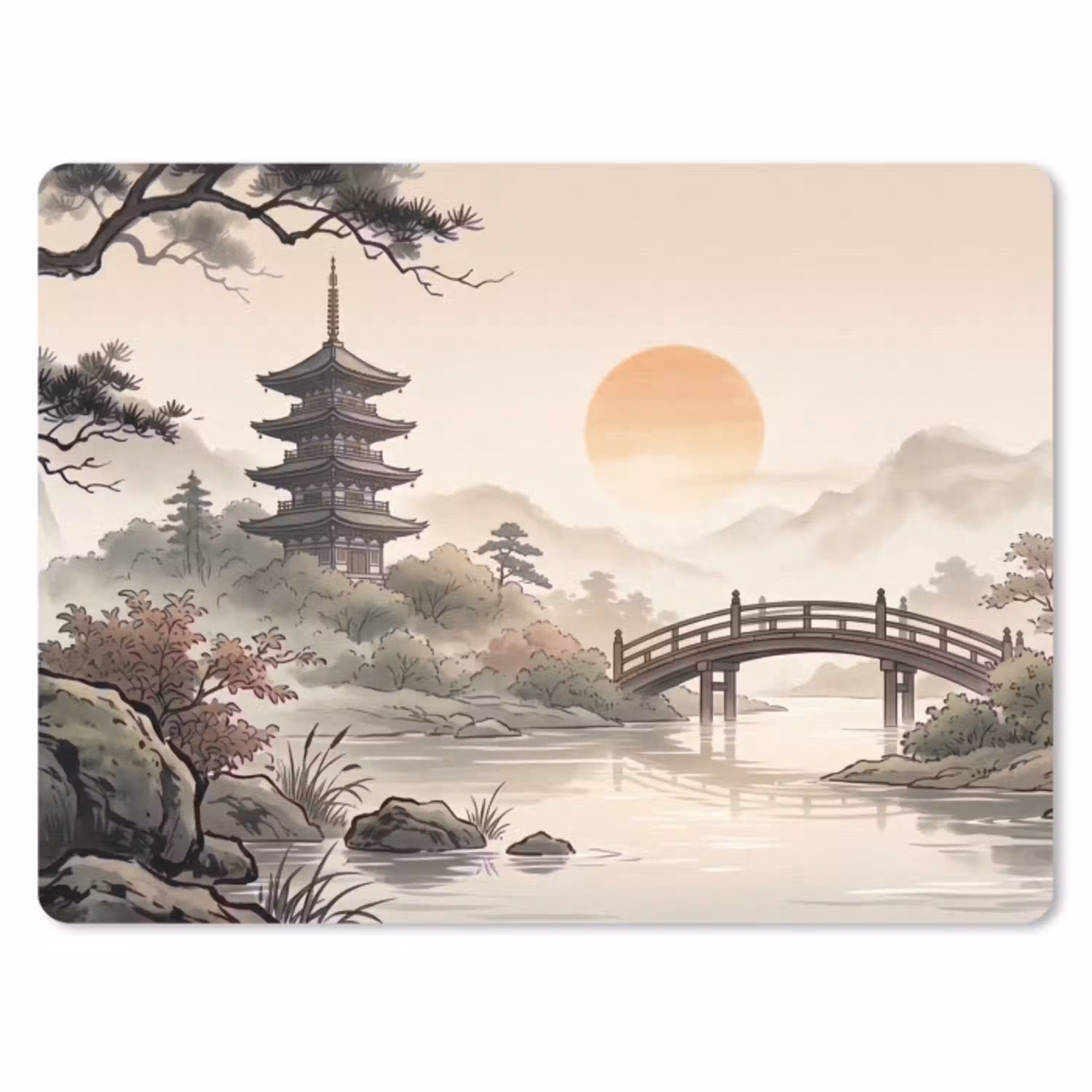 Azië - Landschap - Kleurrijk muismat rubber klein -3d