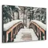 Brug - Winterlandschap - Bos - Natuur - Sneeuw Textielframe - compleet frame klein -3d