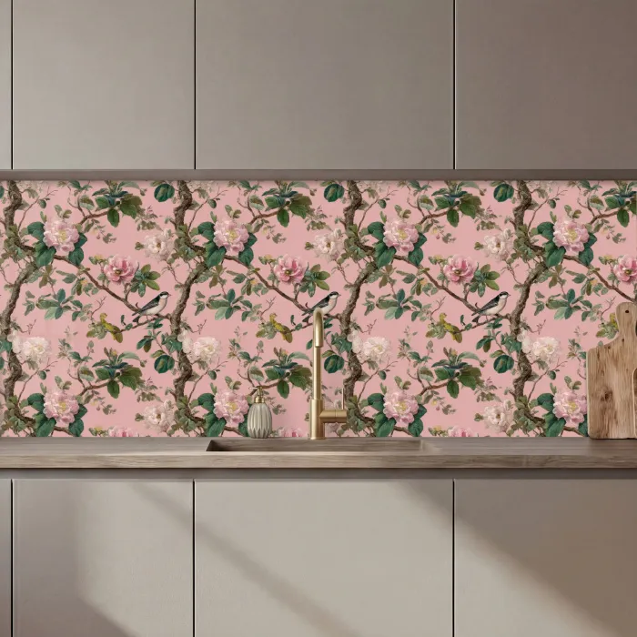Pioenrozen - Botanisch - Vogel keuken achterwand 2 middel 871 zz_3dshopping