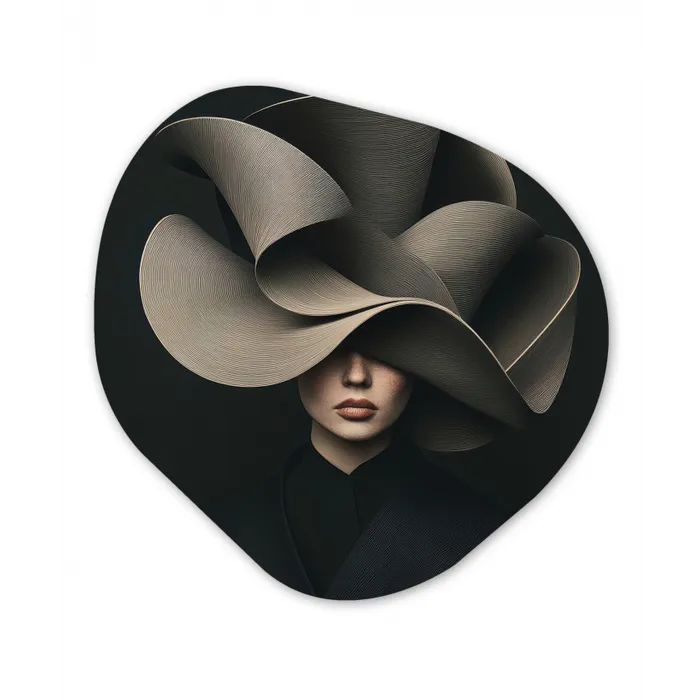 Zwarte - Hoed - Vrouw Wandcirkel Organisch Plexiglas middel -3d