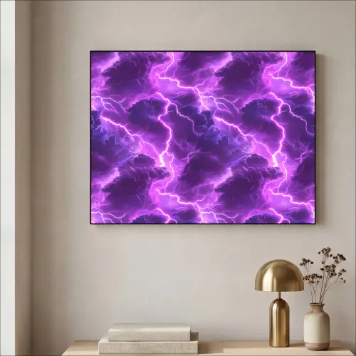 Paars - Bliksem - Wolken Textielframe - compleet frame klein 947 -sfeer2