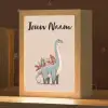 Dinosaurus - Planten - Beige - Minimalistisch Light Box met kabel (Kinderlampje) klein -zzz_3d_website