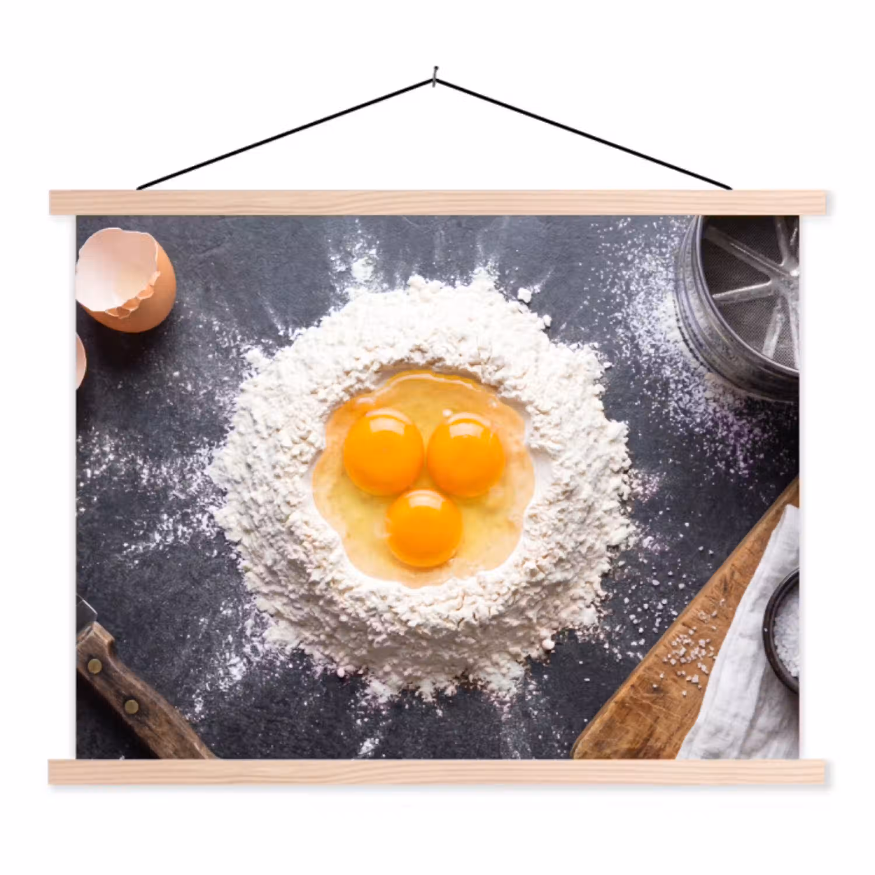 Eten - Bakken - Keuken textielposter latten blank klein -3d