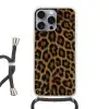 Pantervacht - Realistisch - Bruin Hoesje iPhone 16 Pro Max met koord klein -3d