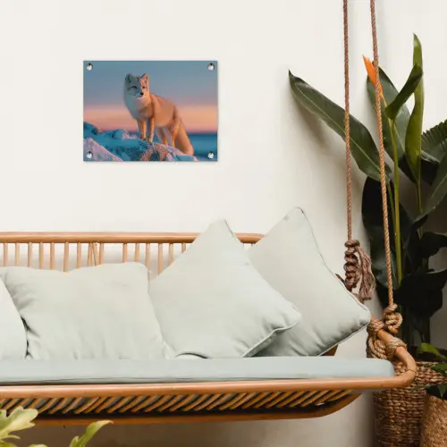 Poolvos - Rots - Sneeuw - Wit tuinposter los doek klein -sfeer7
