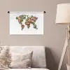 Wereldkaart - Kleurrijk - Bloemen - Lente Wandkleed katoen klein -sfeer4