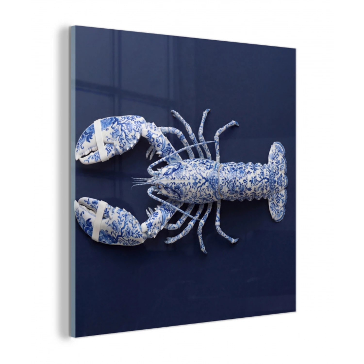 Kreeft - Porselein - Delfts - Blauw plexiglas 5mm klein -z3d