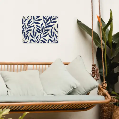 Bladeren - Klimop - Donkerblauw tuinposter los doek klein -sfeer7