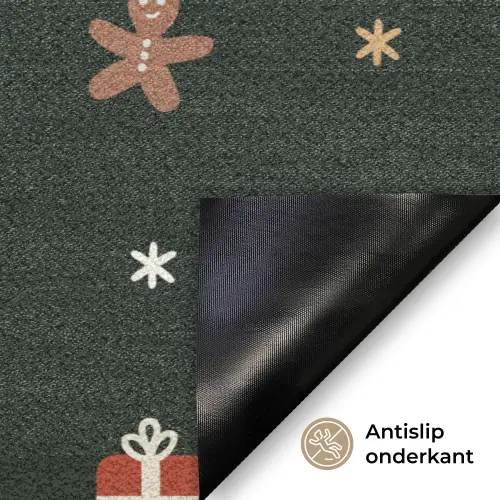 Patroon - Kerstsymbolen - Groen Deurmat klein 898 -antislip_NL