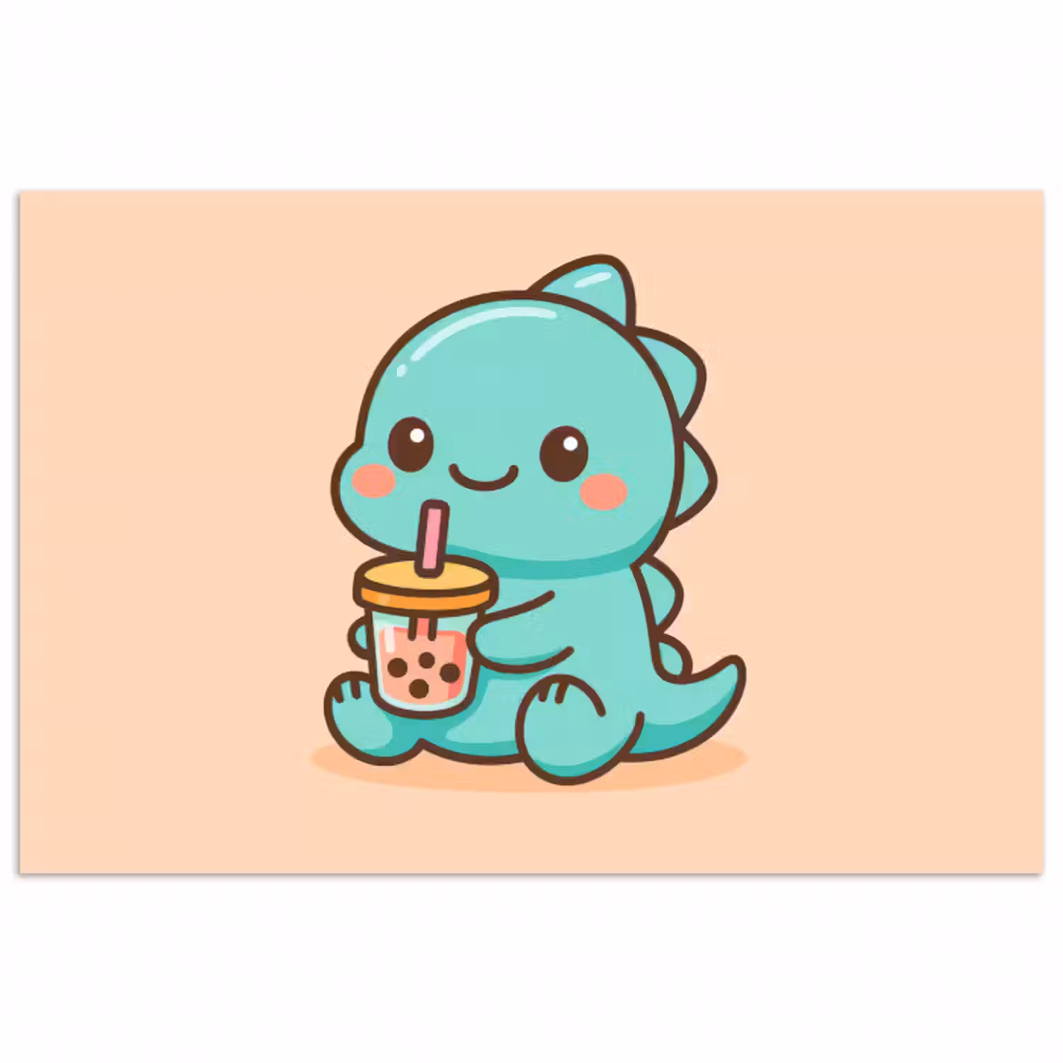 Poster - Dino - Boba - kawaii - Orange