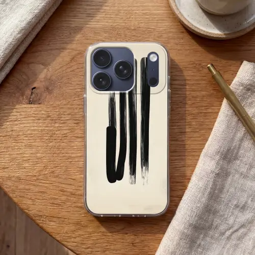 Penseelstreken - Verticaal - Zwart Telefoonhoesje iPhone 17 Pro klein -sfeer1