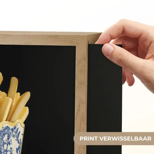Friet - Porselein - Delfts blauw - Eten Light Box met batterij (Wandlamp) middel -USP_websiteprintNL