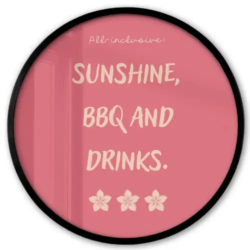 BBQ - Quote - Roze - Zomer Fotolijst rond zonder passe partout klein -3d
