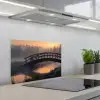 Brug - Mist - Bomen - Water keuken achterwand spatscherm klein -3d_schuin