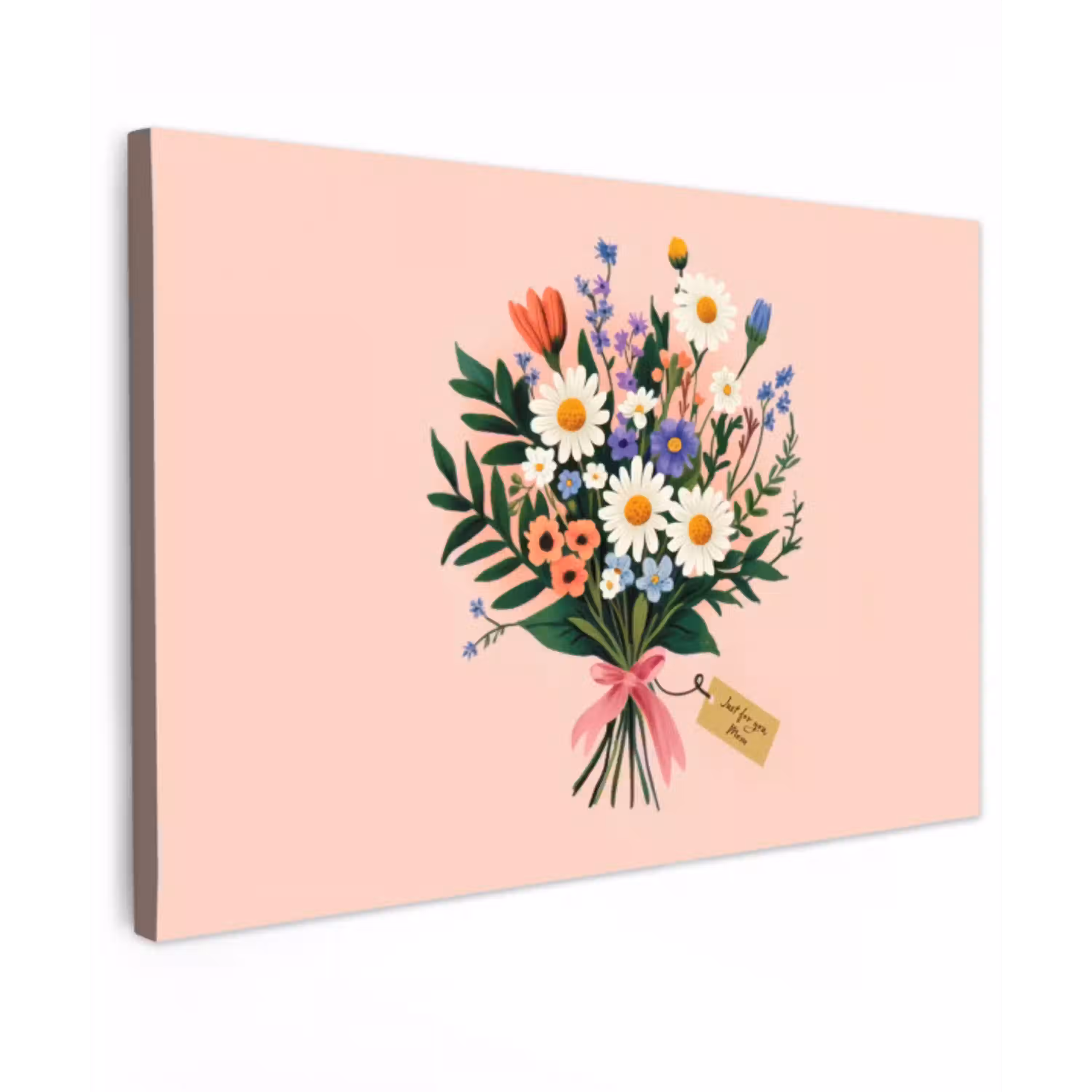 Margrieten - Boeket - Strikje - Roze canvas 2cm klein -z3d