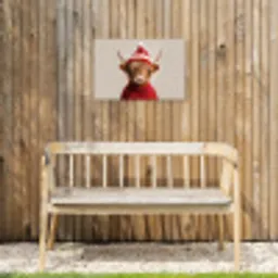 Schotse Hooglander - Kerst - Muts - Trui - Winter Tuinposter op houten frame 2 cm dik klein -sfeer4