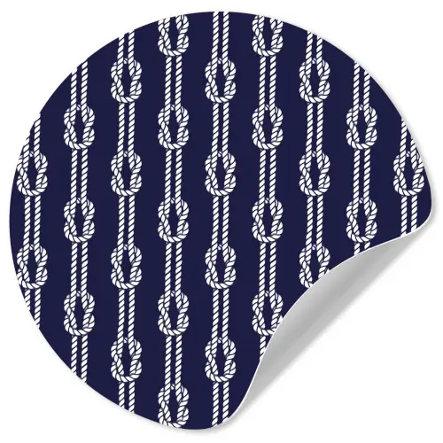 Oceaan - Touw - Blauw - Wit Wandcirkel behangsticker klein 186 -3d