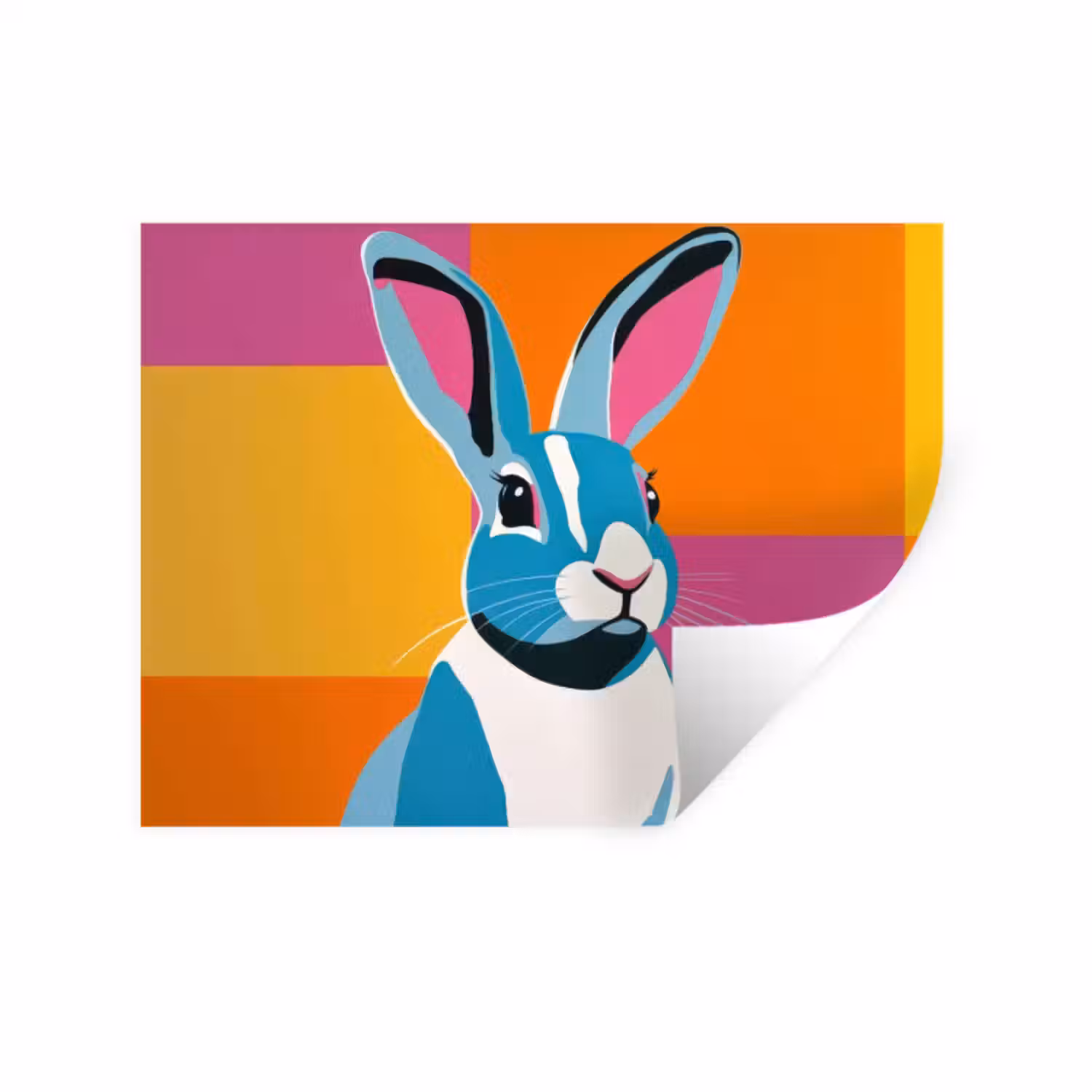 Wandtattoo – Hase - Farbtaschen - Ohren - Rosa