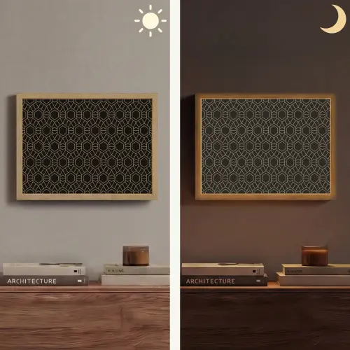 Goud - Zwart - Rozetstructuur Light Box met batterij (Wandlamp) middel 907 -sfeer3