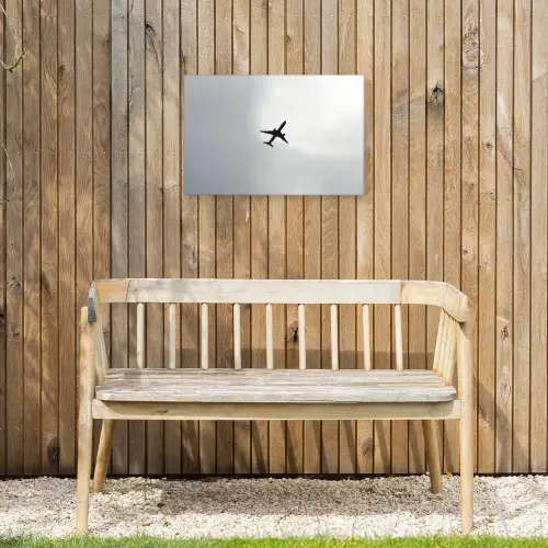 Minimalistisch - Silhouet - Zwart - Vliegtuig Tuinposter op houten frame 2 cm dik klein -sfeer4