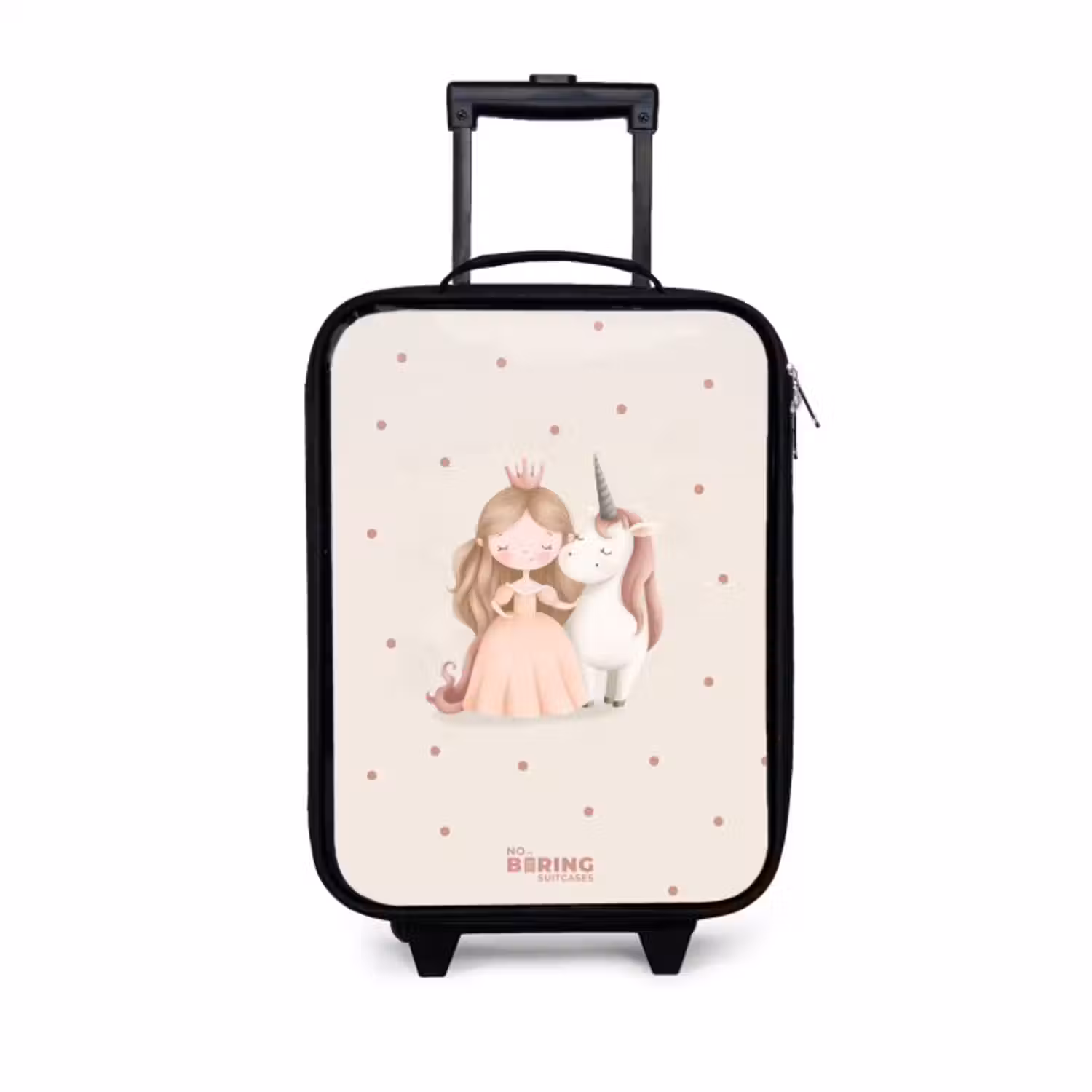 Kinderkoffer - Zwart - Prinses en een eenhoorn in pastel kleuren