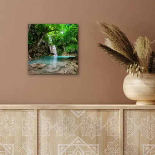 Jungle - Waterval - Planten - Water - Natuur aluminium wit klein -sfeer4