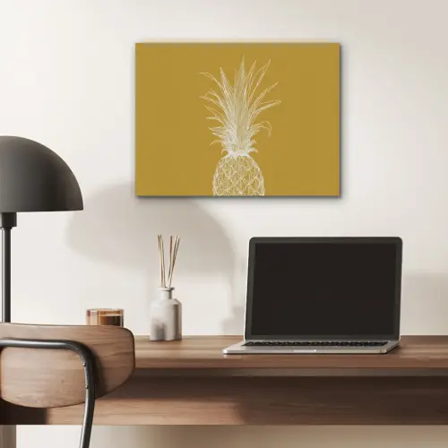 Lijnillustratie - Ananas - Bladkroon - Okergeel PET vilt klein -sfeer5