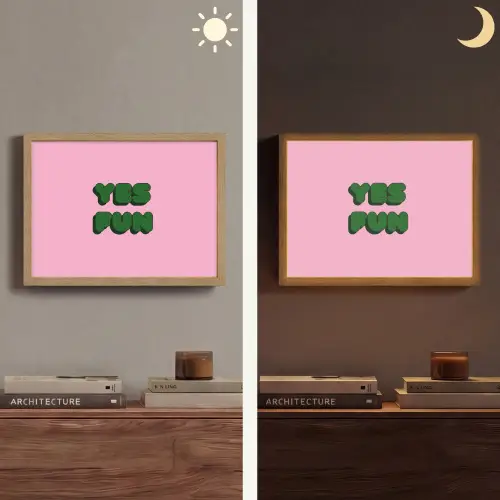 Yes fun - Groen - Roze Light Box met batterij (Wandlamp) middel -sfeer3