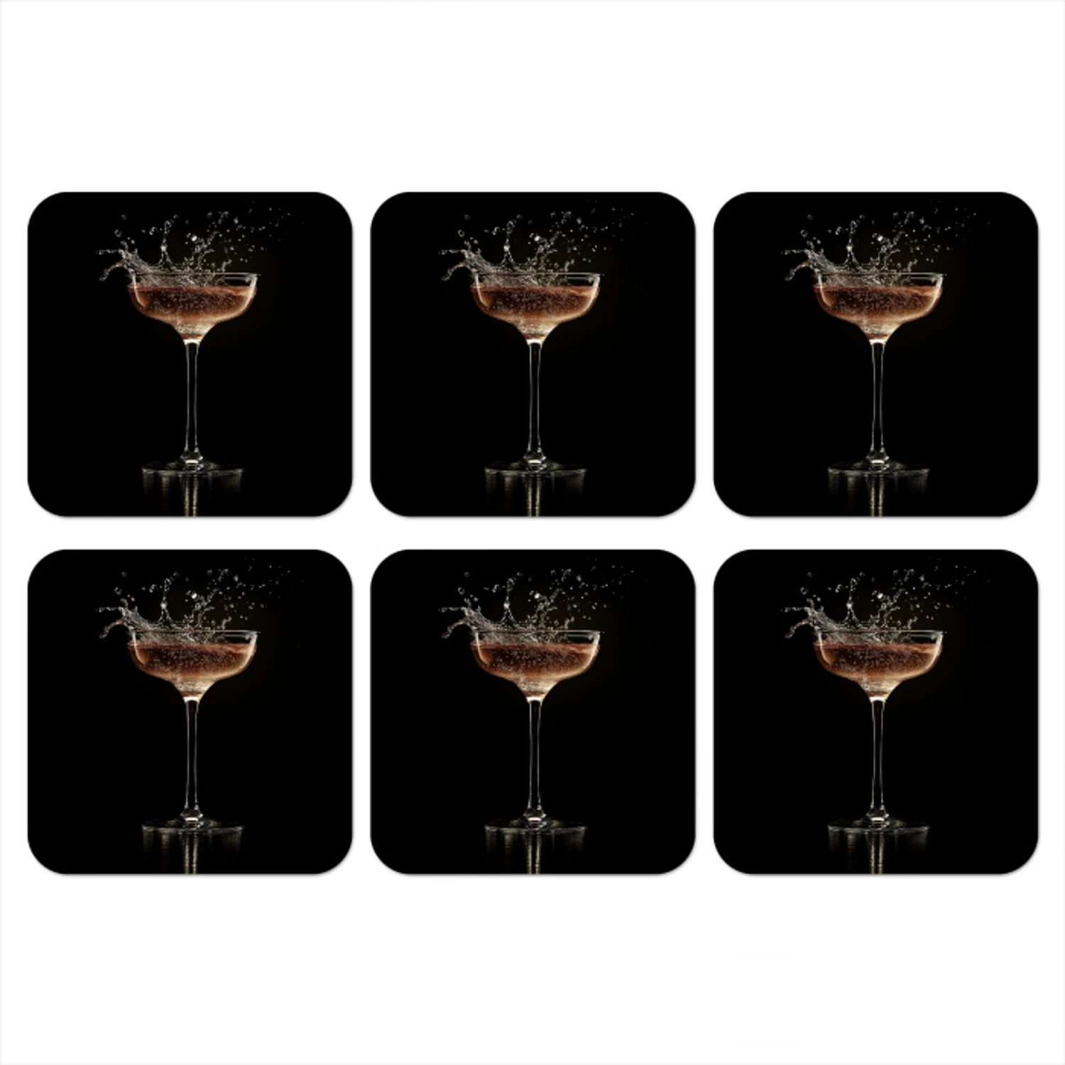 Cocktail - Zwart - Spetters - Glas onderzetter kurk middel -3d