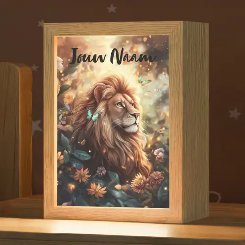 Leeuw - Dieren - Bloemen - Jungle Light Box met kabel (Kinderlampje) klein -zzz_3d_website