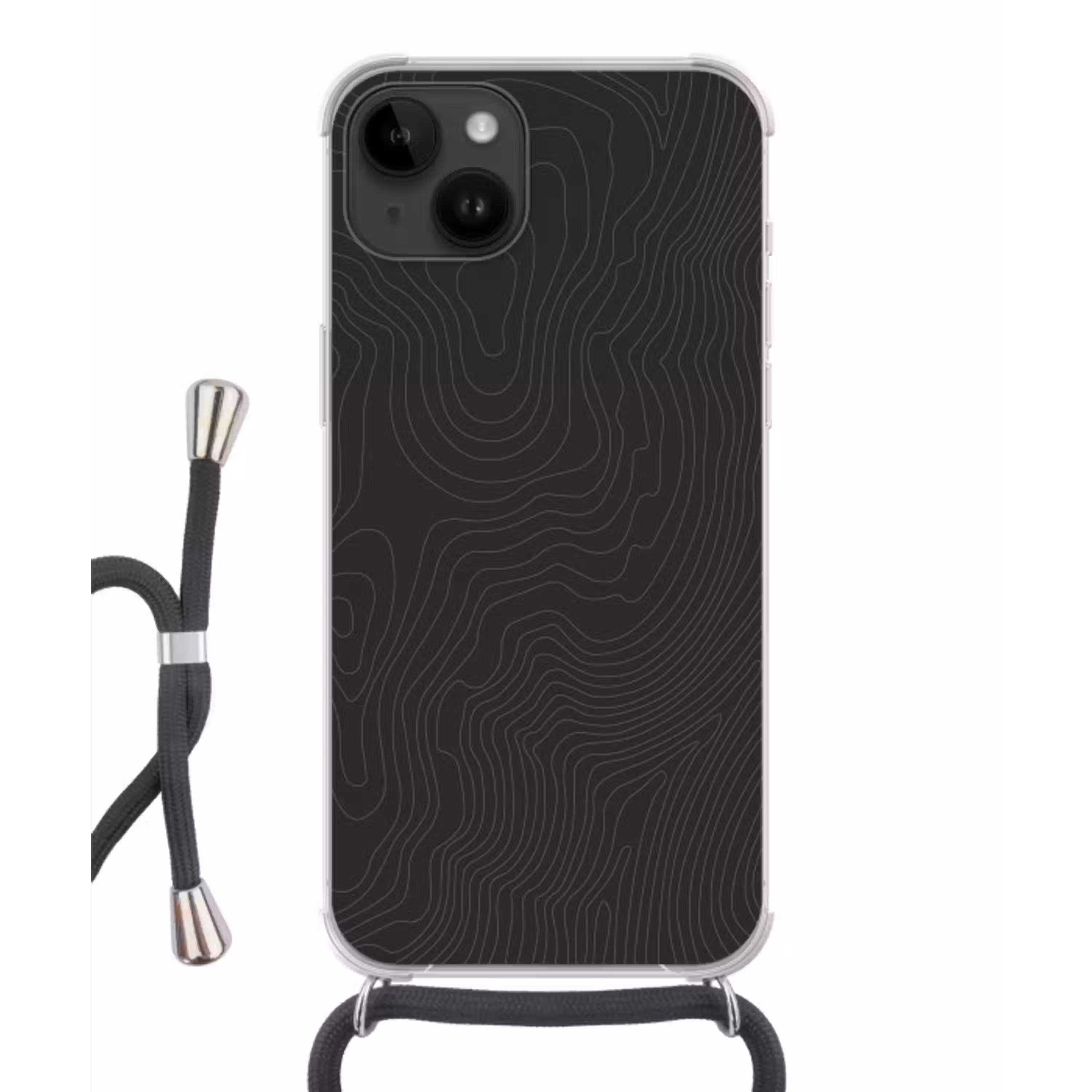 Topografische lijnen - Grijs - Abstract Crossbody Case iPhone 14 middel -3d