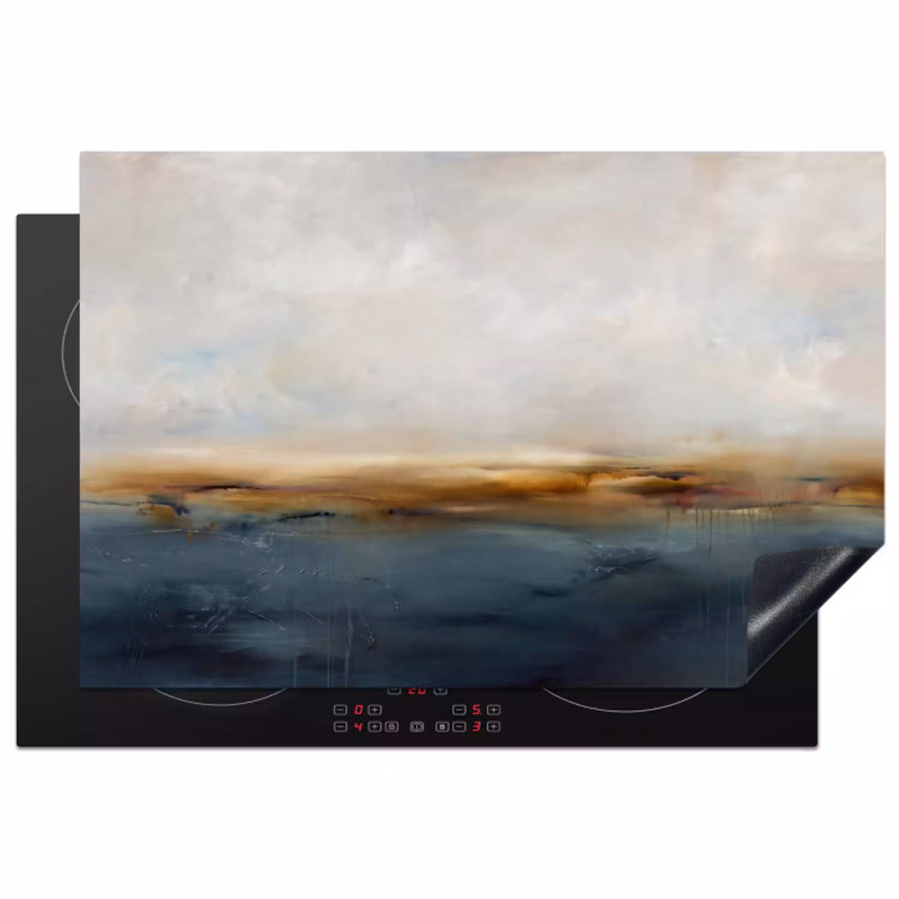 Abstract - Horizon - Water - Modern - Beige Inductie beschermer vinyl 3mm klein -3d