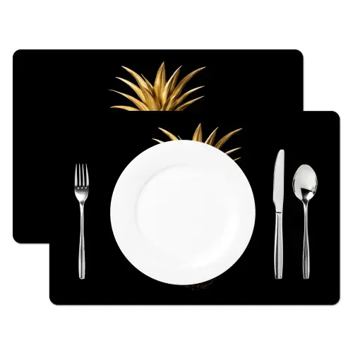 Ananas - Zwart - Goud - Luxe Placemat vinyl groot -zzsfeer2_Kitchenyeah-website