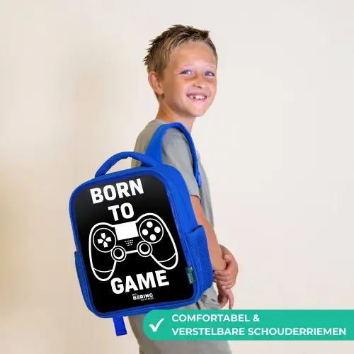 Qoute met controller in zwart wit Kinderrugzak - Blauw middel -sfeer3_NL