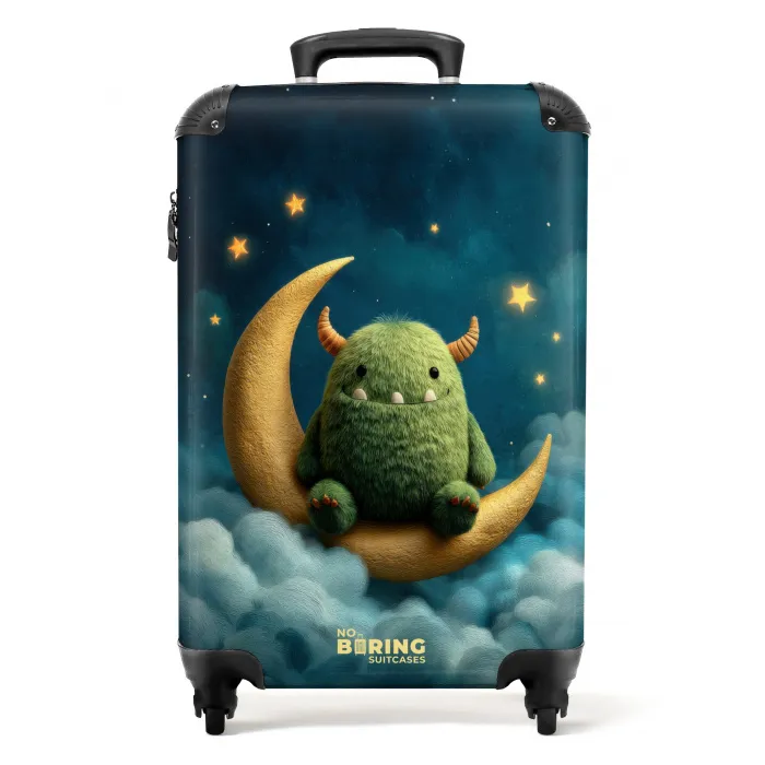 Groen monster op de maan NBS - Handbagage koffer - Kinderen Unisex middel -productfoto_recht