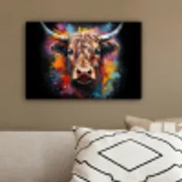 Graffiti - Schotse hooglander - Zwart - Koe canvas 2cm klein -sfeer3