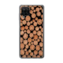 Houtblokken - Textuur - Patroon - Bruin - Rustiek Telefoonhoesje Samsung Galaxy A12 klein -3d