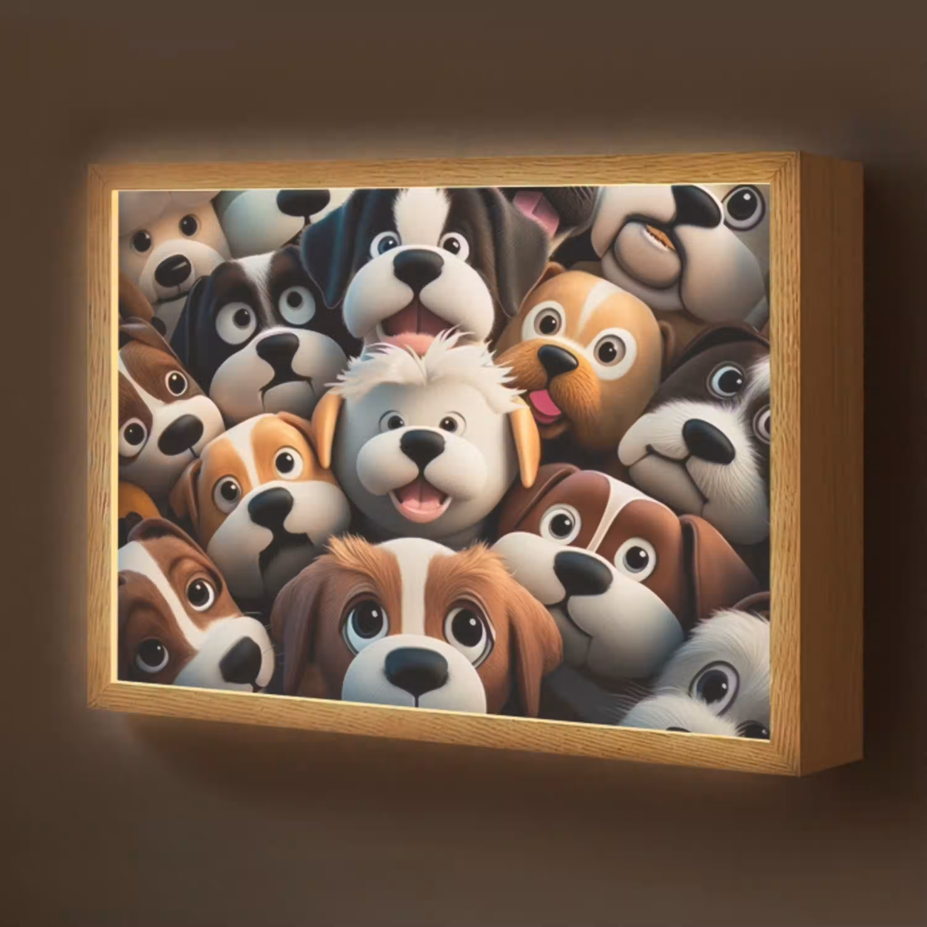 Hond - Dieren - Patronen - Bruin - Meisjes - Jongens Light Box met batterij (Wandlamp kind) middel -z3d_website