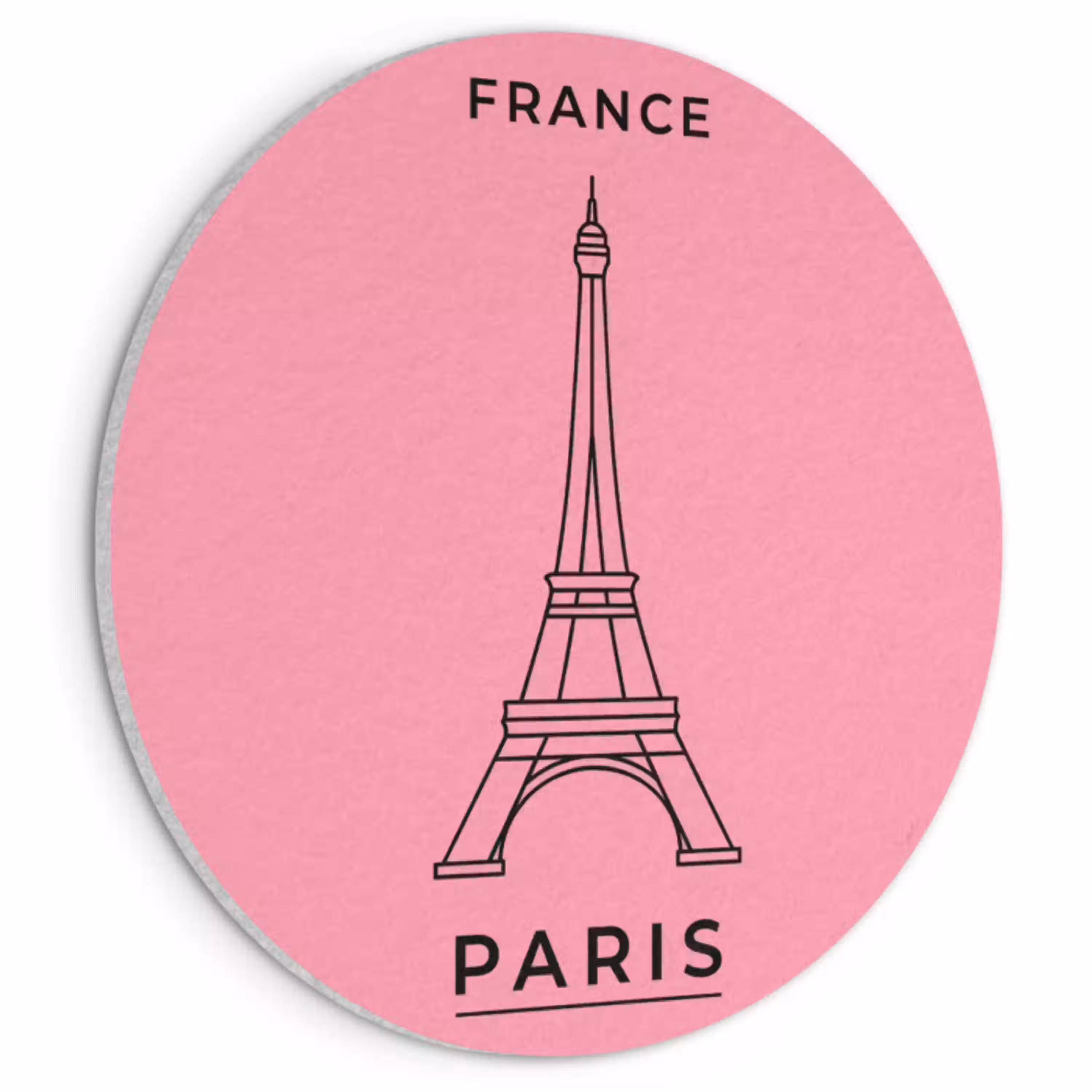 Eiffeltoren - Parijs - Architectuur - Minimalistisch - Roze Akoestische PET Vilt - Rond klein -3d