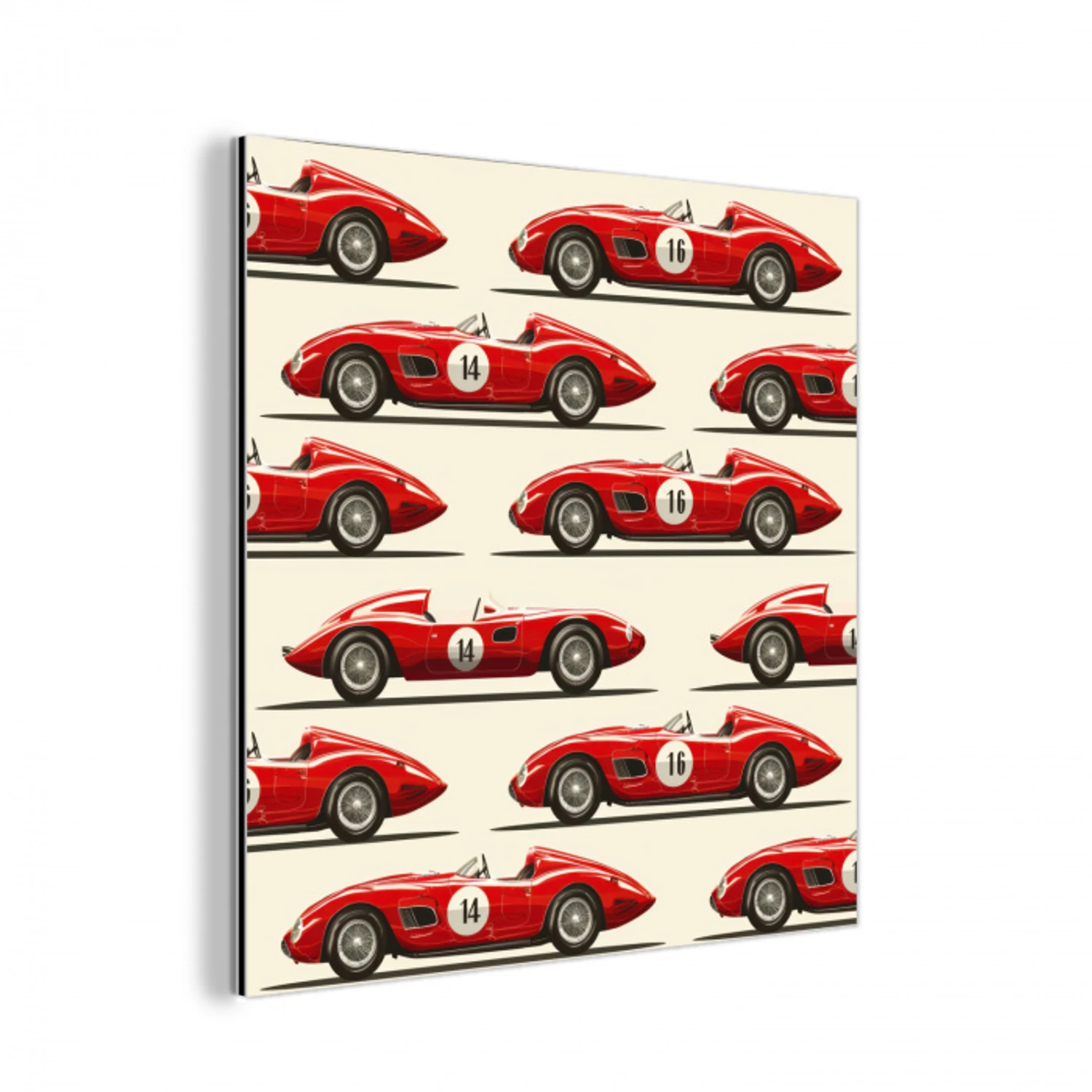 Raceauto - Retro - Rood aluminium wit klein 46 -3d