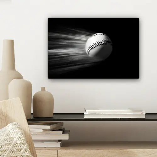 Honkbal - Wit - Vliegt canvas 2cm klein -sfeer6