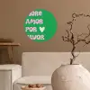 Amor - Valentijn - Groen - Tekst Wandcirkel behangsticker klein -sfeer1