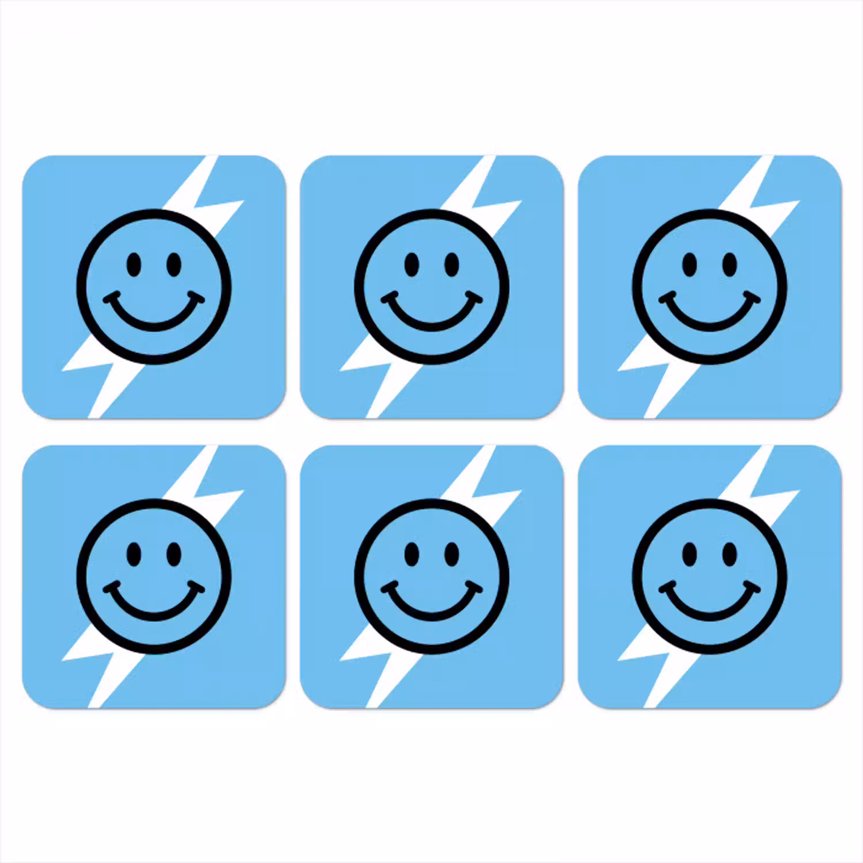 Smiley - Blauw - Bliksem onderzetter kurk middel -3d