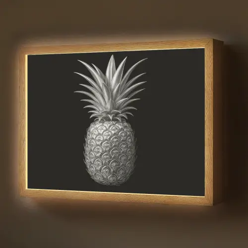 Ananas - Gedetailleerd - Bladeren Light Box met batterij (Wandlamp) middel -z3d_website