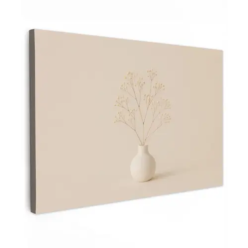 Vaas - Takken - Bloemetjes - Wit canvas 2cm klein -z3d