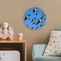 Zwaluwen - Vliegen - Blauw Wandcirkel kunststof plaat 5mm dik klein -tsfeer1_kind