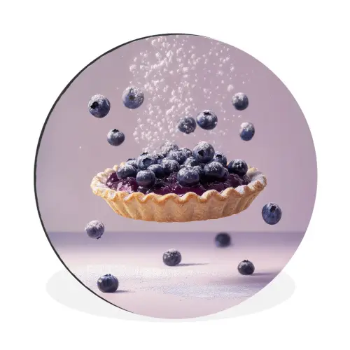 Eten - Taart - Bessen - Blauw Wandcirkel aluminium klein -3d