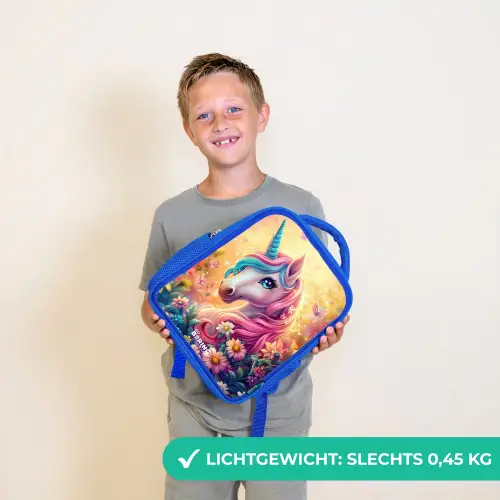 Eenhoorn met kleurrijke bloemen Kinderrugzak - Blauw middel -sfeer1_NL