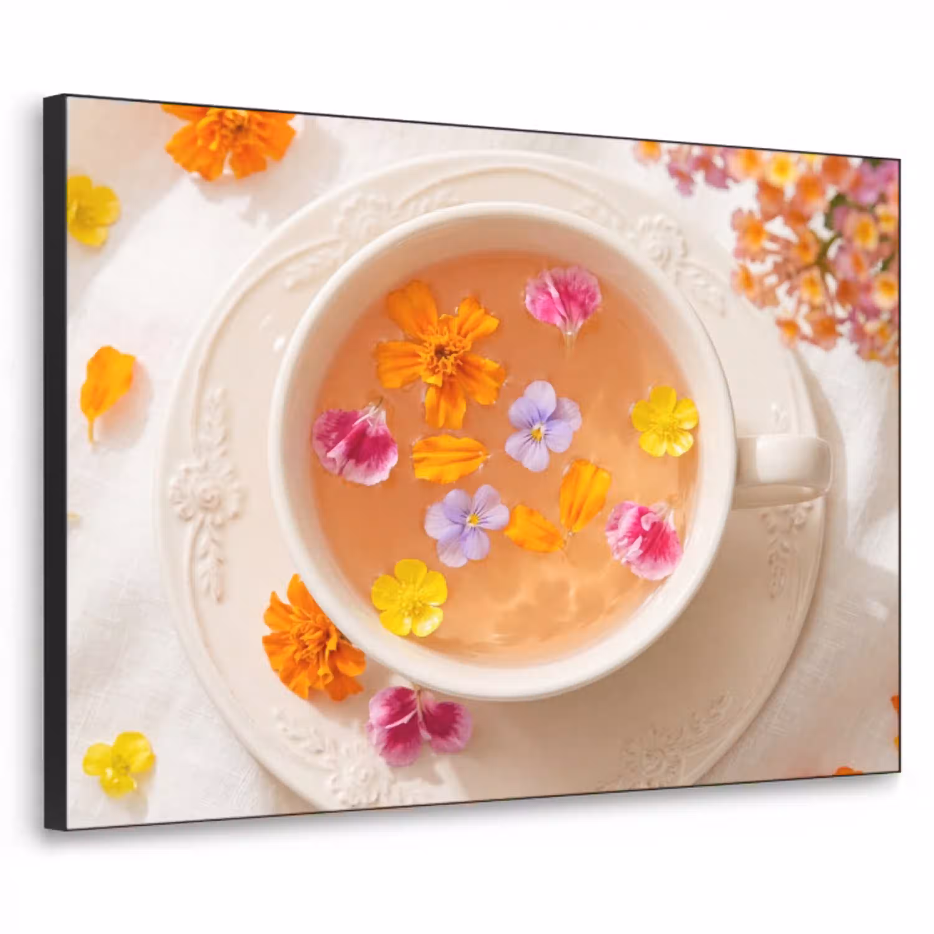 Bloemen - Kop - Natuur - Kleurrijk - Zomer Textielframe zwart klein -3d